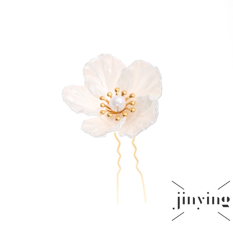 GETNOIVAS Bộ 3 trâm cài tóc đính họa tiết hoa cánh trắng thời trang tao nhã