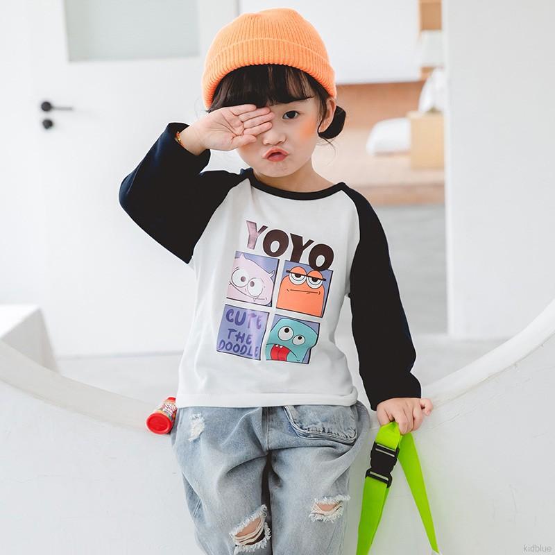 Áo thun dài tay in họa tiết hoạt hình đáng yêu xinh xắn cho bé