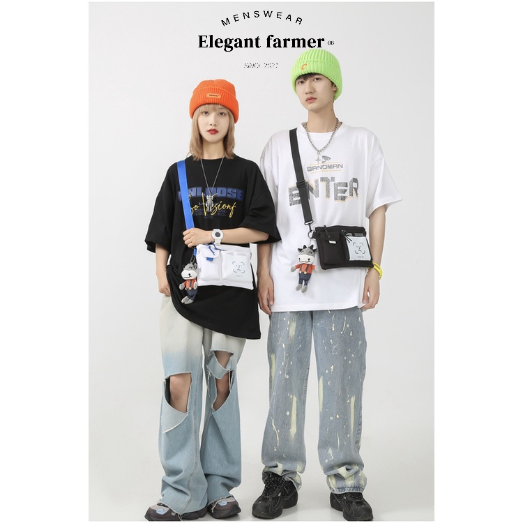 [MENSWEAR ELEGANT FARMER] Túi đeo chéo nam &amp; nữ phong cách Hàn Quốc vải 2022.