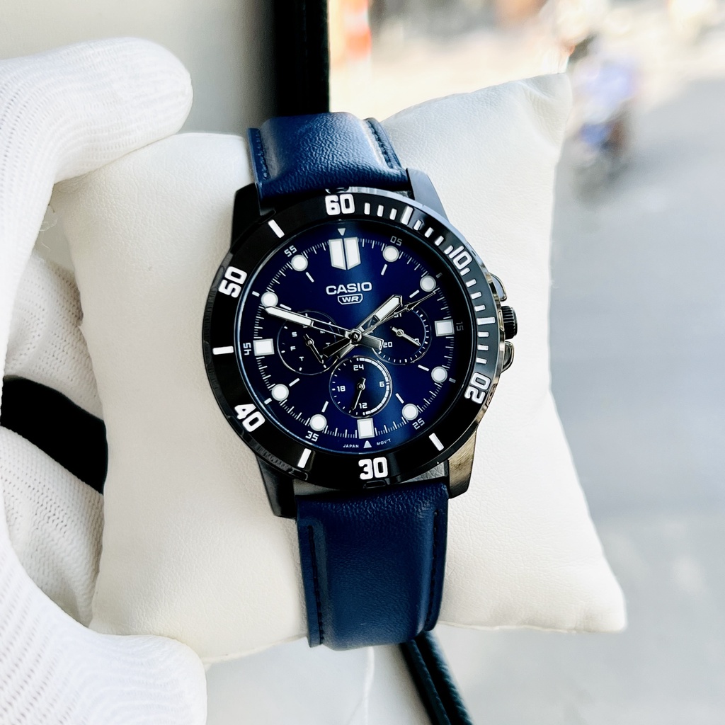 Đồng hồ nam dây da Casio MTP VD300BL 2E
