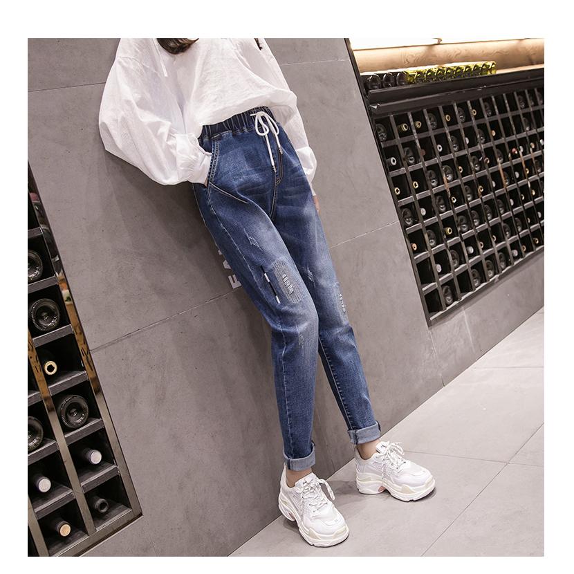 Quần jeans dài lưng thun thời trang cho nữ