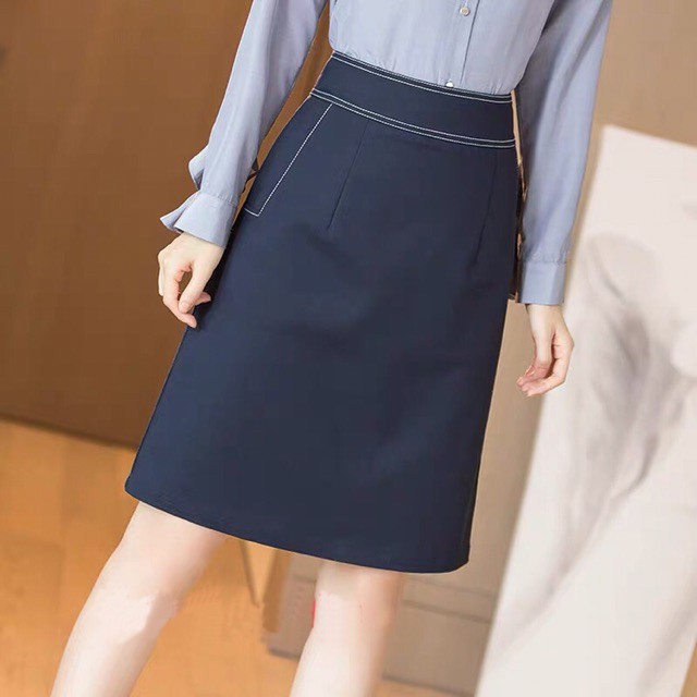 Chân váy chữ a trần chỉ nhiều trên gối trẻ trung