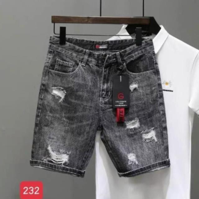 Quần short jean nam, quần bò nam ngắn, quần lửng nam, quần sọt nam màu đen rách đẹp cao cấp 2021 QJNA232 Đẹp ་ ་