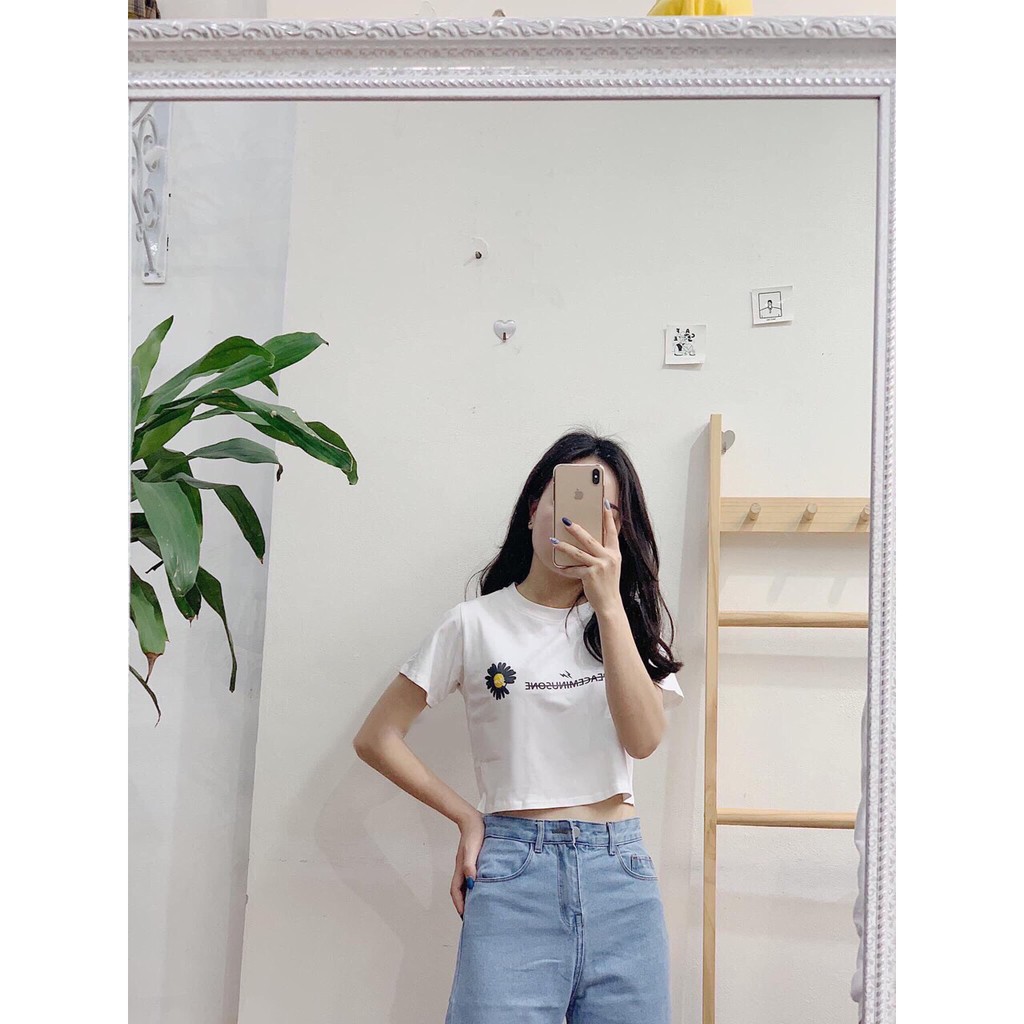 [HÌNH THẬT] CROPTOP FORM RỘNG TAY LỠ - ÁO THUN NGẮN NỮ ULZZANG CUTE STREET STYLE CRT CỔ TRÒN PEACE MINUSONE TÍM 50