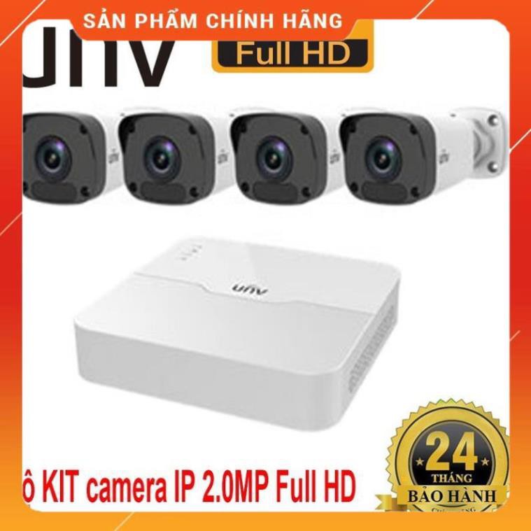 [Hàng chính hãng]  Bộ KIT 4 Camera UNV IP 2.0Mpx FULL HD 1080P gồm  ĐẦU GHI+ 4 CAM + Ổ CỨNG, 4 cổng POE dễ dàng lắp đặt