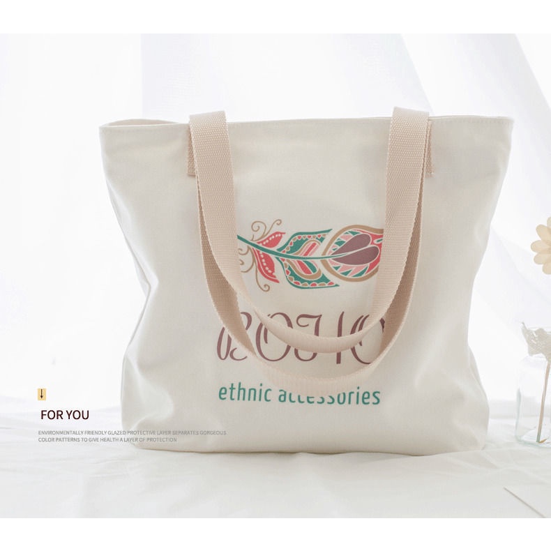 Túi Xách Vải Canvas Cỡ Lớn In Họa Tiết Đơn Giản Phong Cách Hàn Quốc Thời Trang Cho Nữ
