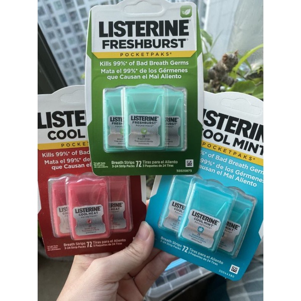 [BILL MỸ] Set 72 miếng ngậm thơm miệng Listerine Cool Mint