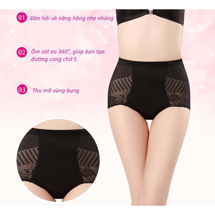 Quần Lót Cạp Cao Ren Mềm Không Lộ Viền Cao Cấp P361
