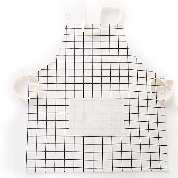 Tạp Dề Cotton Lanh Không Tay Chống Dầu In Họa Tiết Hiện Đại