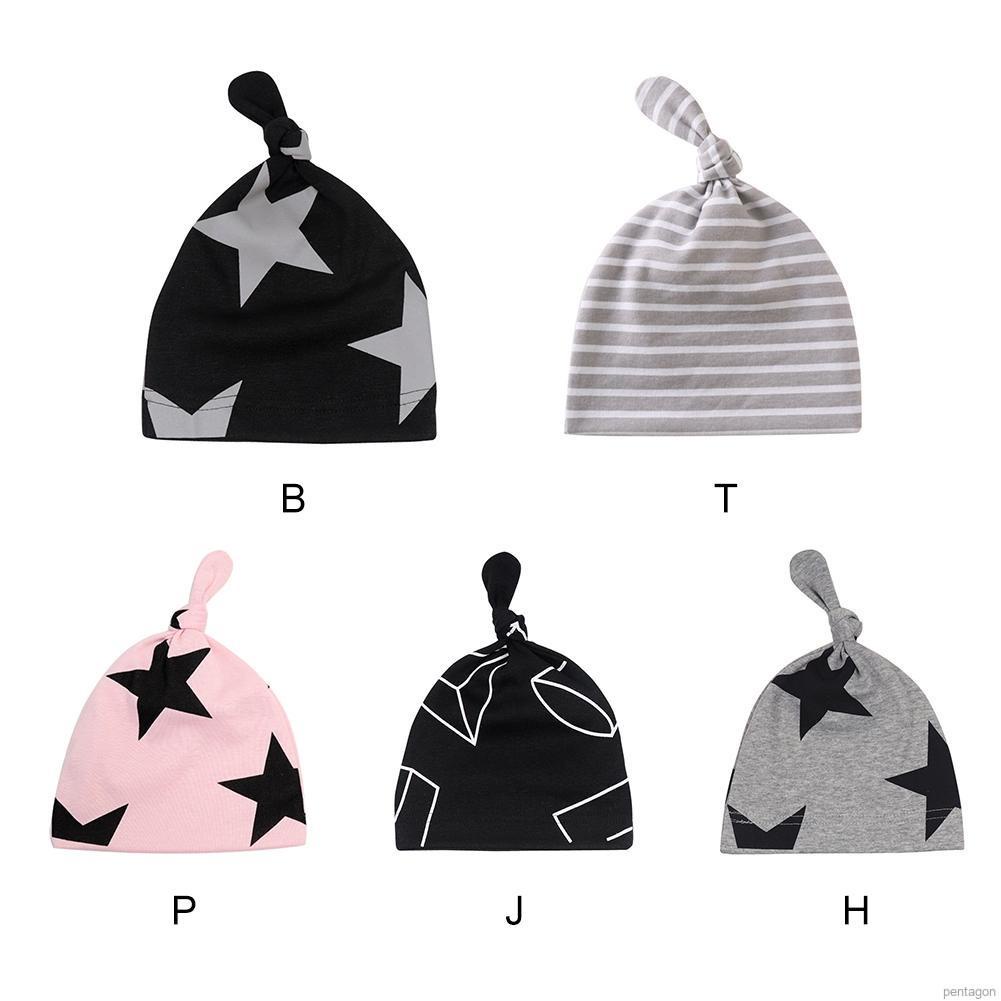 Mũ Cotton Họa Tiết Ngôi Sao Và Kẻ Sọc Cho Bé Sơ Sinh 0-2 Tuổi