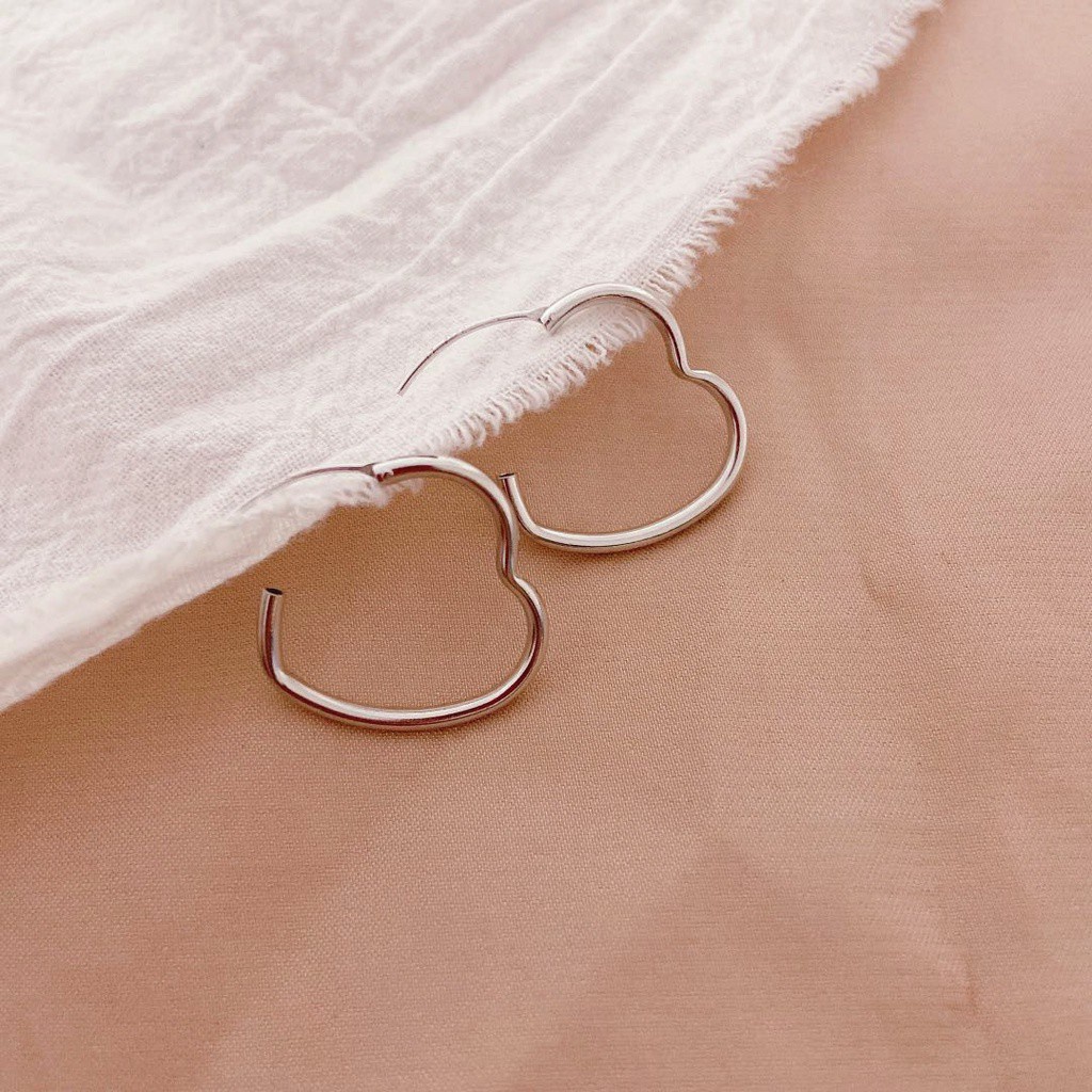 Khuyên Tai Trái Tim Đơn Giản Phong Cách Hàn Quốc