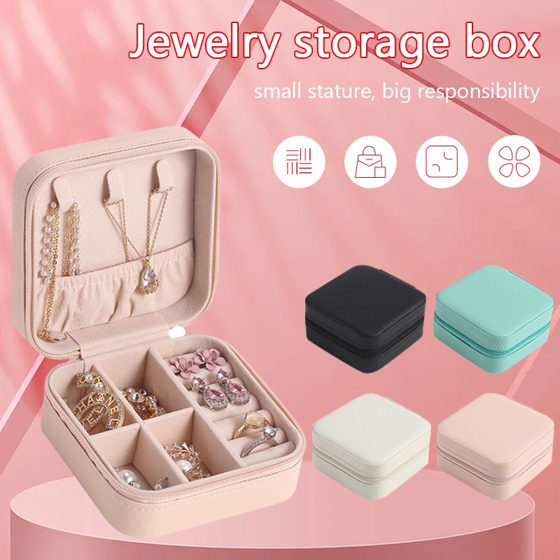 [HCM]Hồng Hộp Đựng Trang Sức Bằng Vải Nhung Có Dây Khóa Kéo Tiện Dụng Khi Đi Du Lịch-GM-SSHF