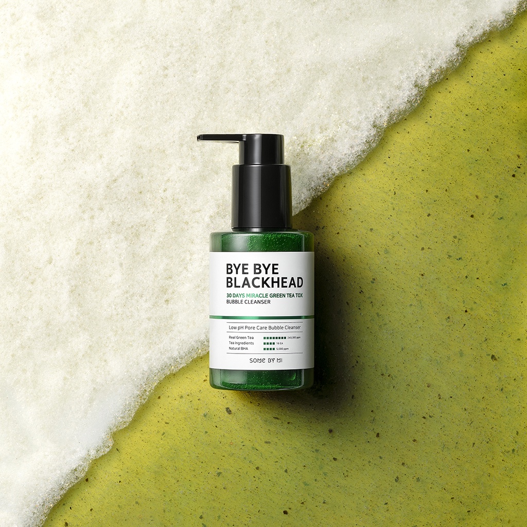 Sữa Rửa Mặt Thải Độc Trà Xanh Bye Bye Blackhead 30 Days Miracle Green Tea Tox Bubble 120g