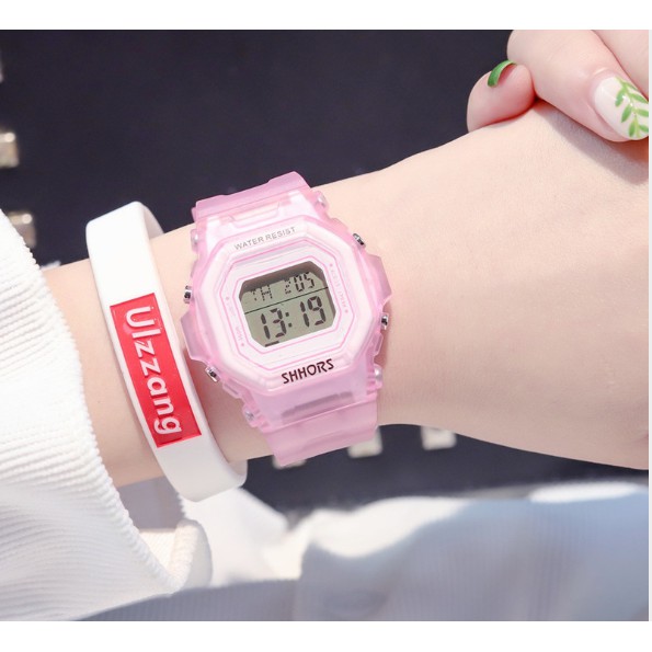 ĐỒNG HỒ THỂ THAO NỮ SHHORS VUÔNG DÂY TRONG SUỐT D337 PHONG CÁCH HÀN QUỐC | BigBuy360 - bigbuy360.vn