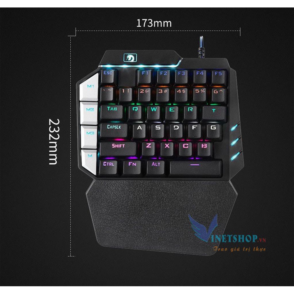 Bàn phím cơ 1 tay Technology K109 LED RGB swith blue chuyên game Pubg -DC3708