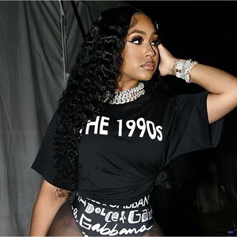 DUNEA Áo Thun Crop Top Tay Ngắn In Chữ Thời Trang Cho Nữ