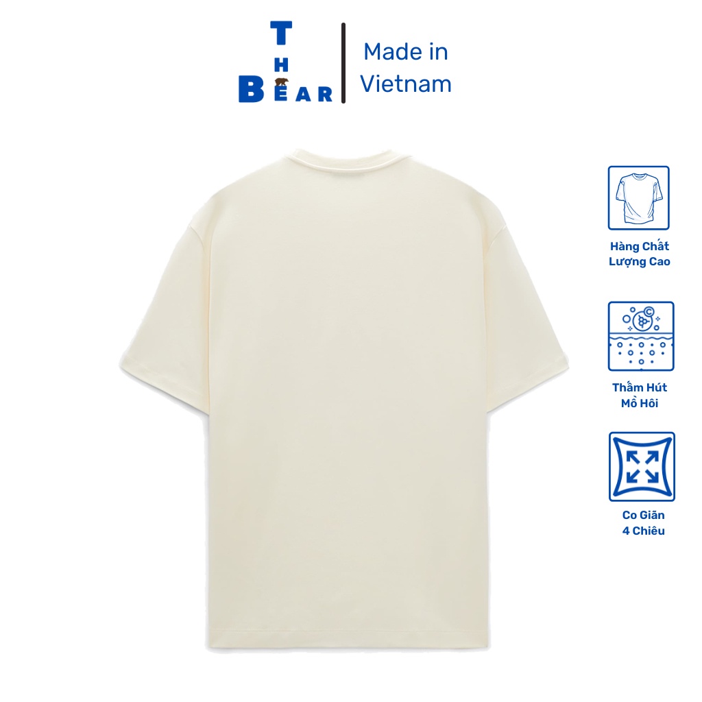 Áo thun nam  Unisex cho cả bạn nữ - Áo phông form rộng - Mã In Hình Tròn Xám - THE BEAR -MS8