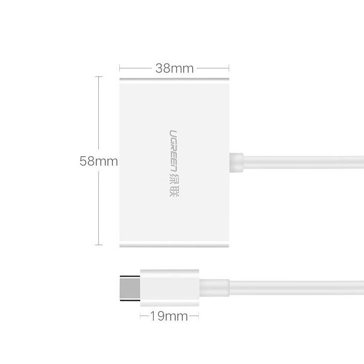 [Hàng Chính Hãng] Cáp chuyển đổi USB Type C to VGA + HDMI Ugreen 30843 hỗ trợ Full HD 3D 4Kx2K