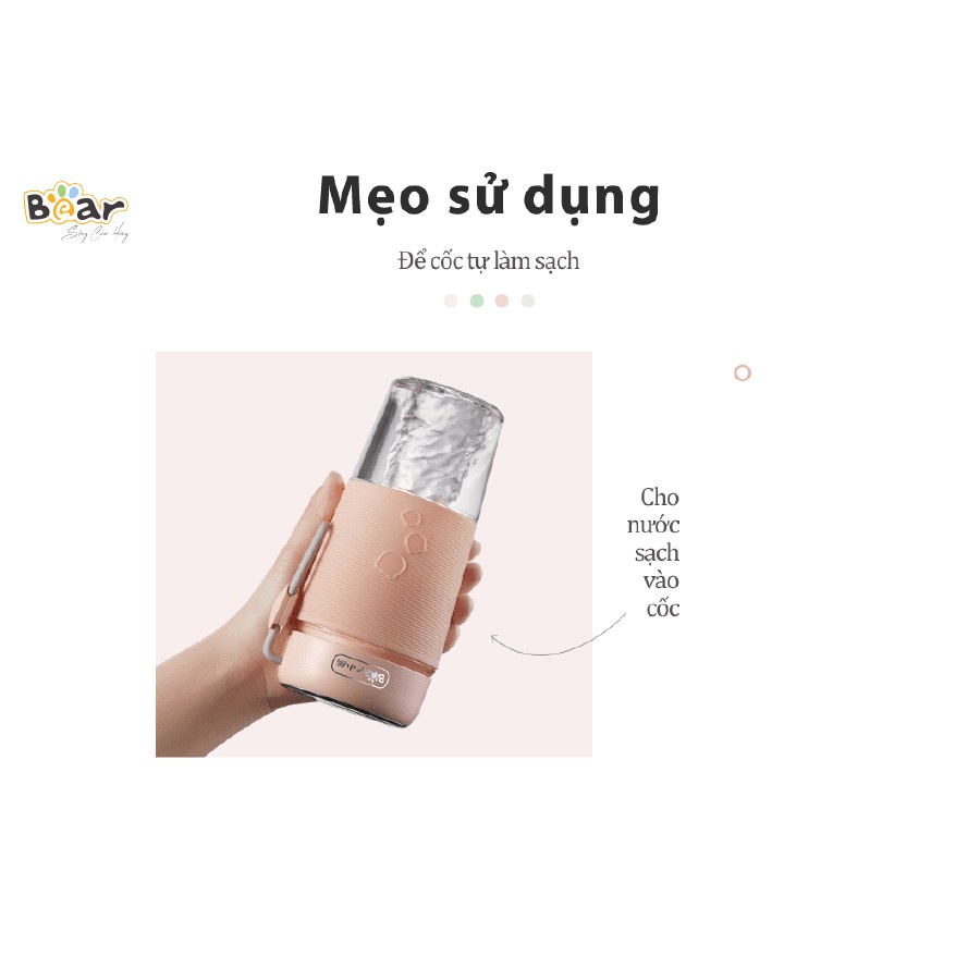 Cốc xay mini cầm tay Bear LLJ-B03C1 300ml lưỡi dao kép tích hợp pin sạc dung lượng cao- Ròm Gia Dụng Chính Hãng