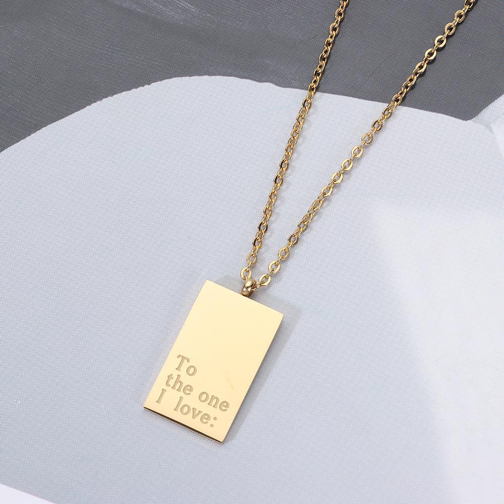 Vòng cổ Mặt Vuông Khắc Chữ 1 Thời Trang Mới Dùng Làm Quà Tặng Valentine