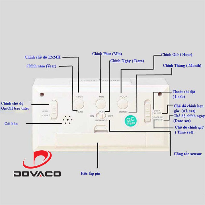 Đồng hồ báo thức cảm biến phát sáng trong đêm V4