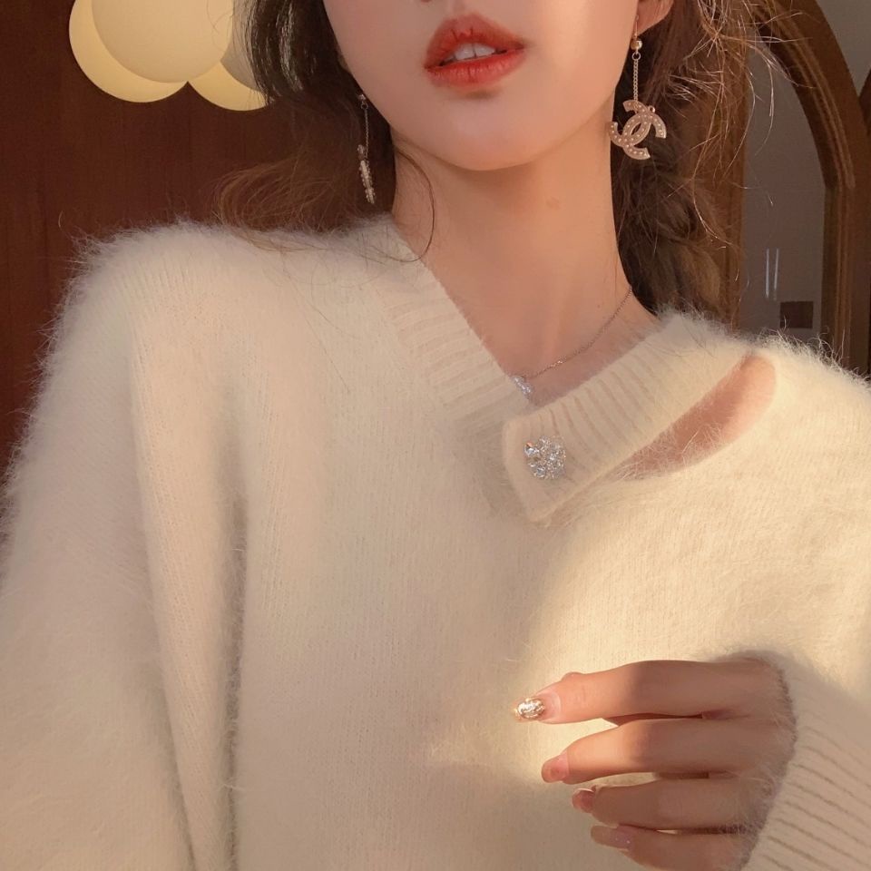 Áo Len Dài Tay Cổ Chữ V Thiết Kế Mới Thời Trang Dành Cho Nữ