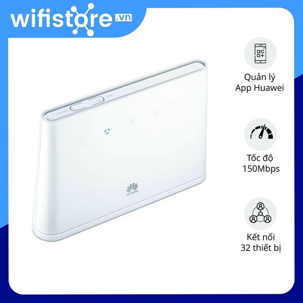 Bộ phát WiFi 4G Huawei B311-221 tốc độ 150Mbps, 1WAN/LAN, kết nối 32 thiết bị, phiên bản quốc tế