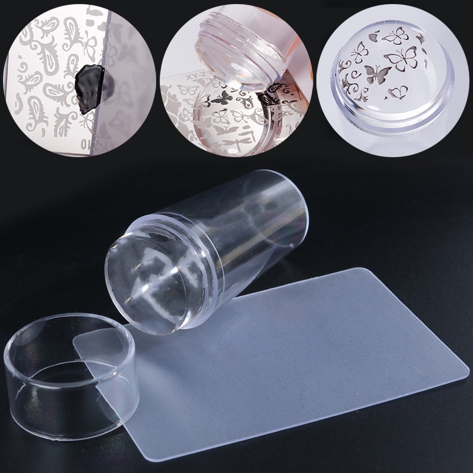 Nail Stamper With Scraper Jelly Silicone Stamp trong suốt cho Pháp Nails Manicuring Kits Bộ dụng cụ vẽ móng