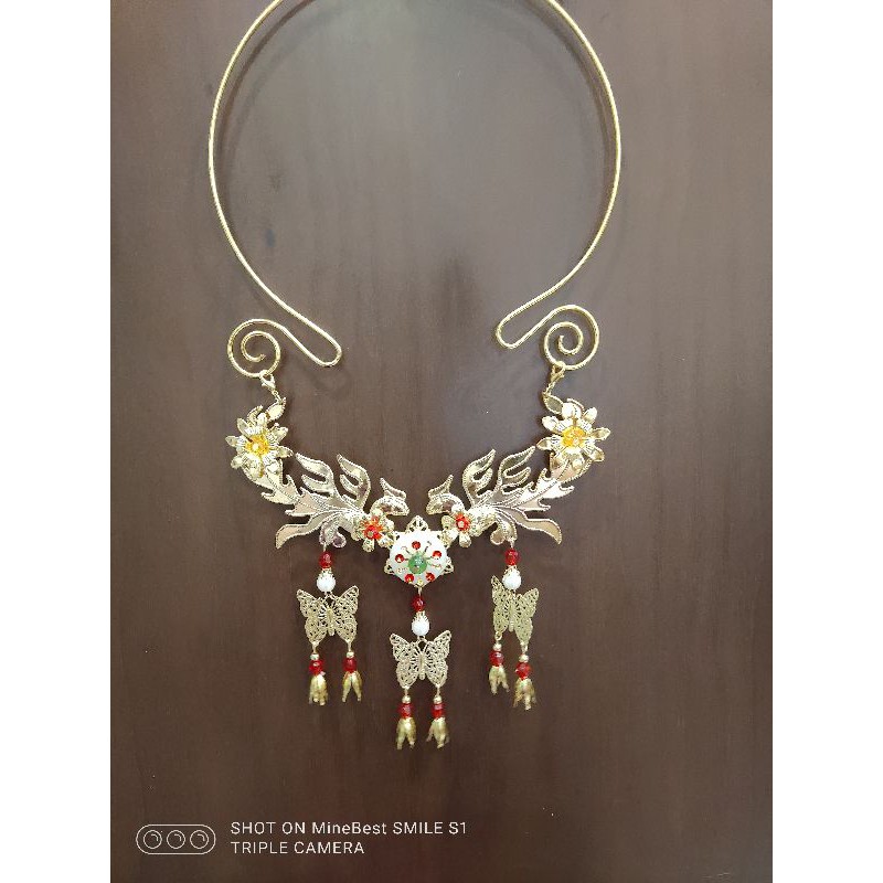 Kiềng cổ trang hỷ phục phượng hoàng ngọc bội