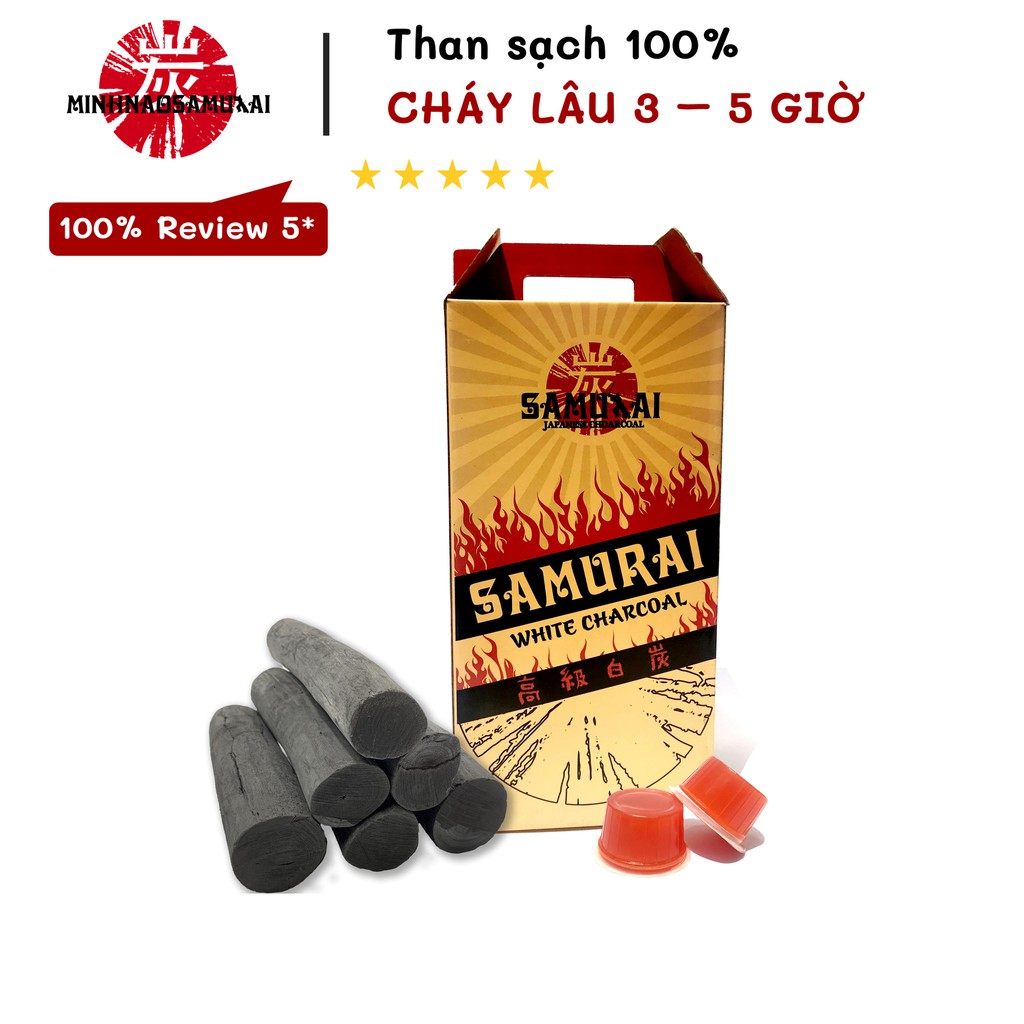3KG Than Nướng Samurai Premium Cao Cấp Siêu Sạch Không Khói Size M