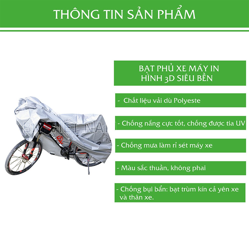 Bạt Phủ xe máy cao cấp che nắng, che mưa, chắn bụi in hình