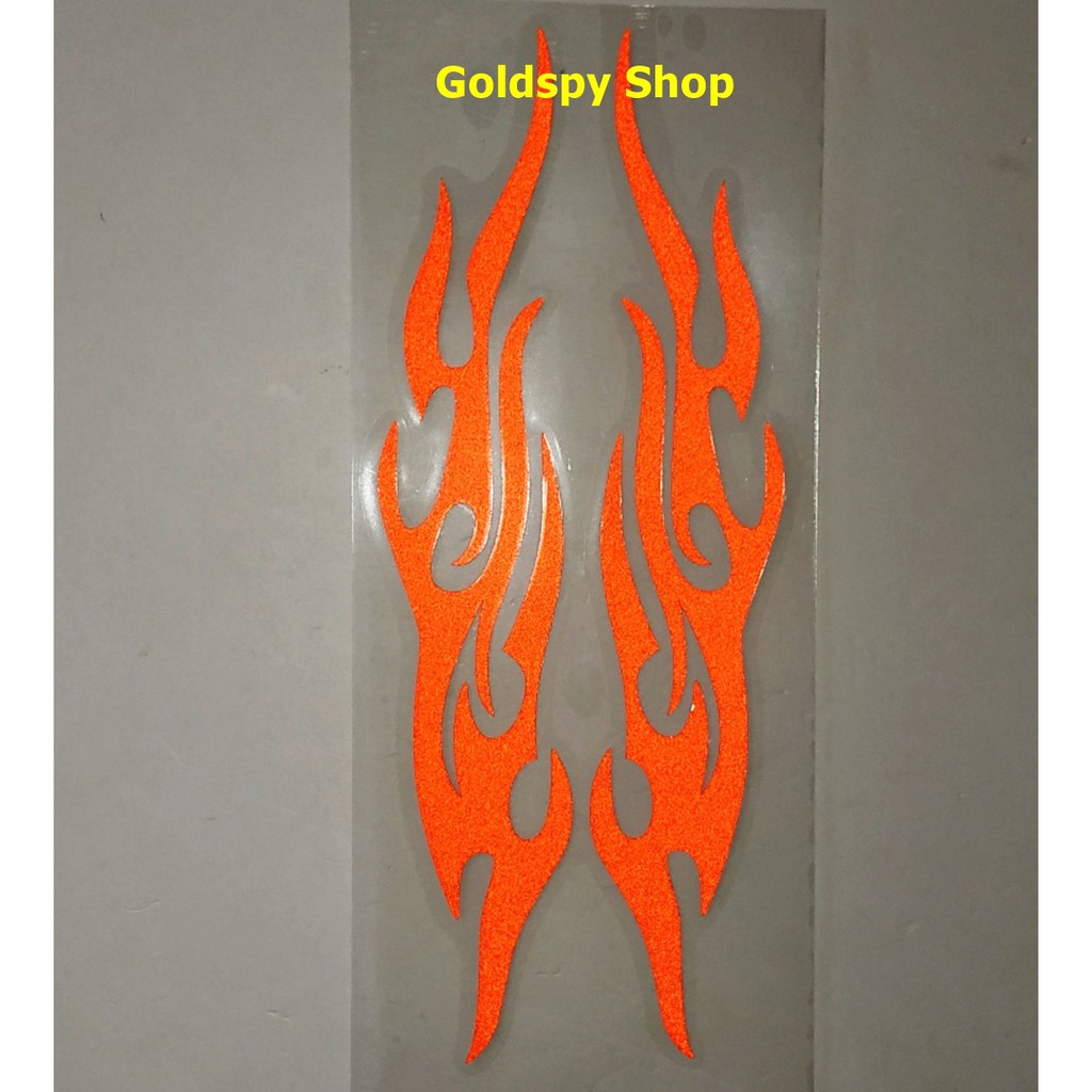 Tem decal dán trang trí - tem phản quang hình ngọn lửa trang trí xe máy ôtô ( giá 1 bộ - 2 cái)