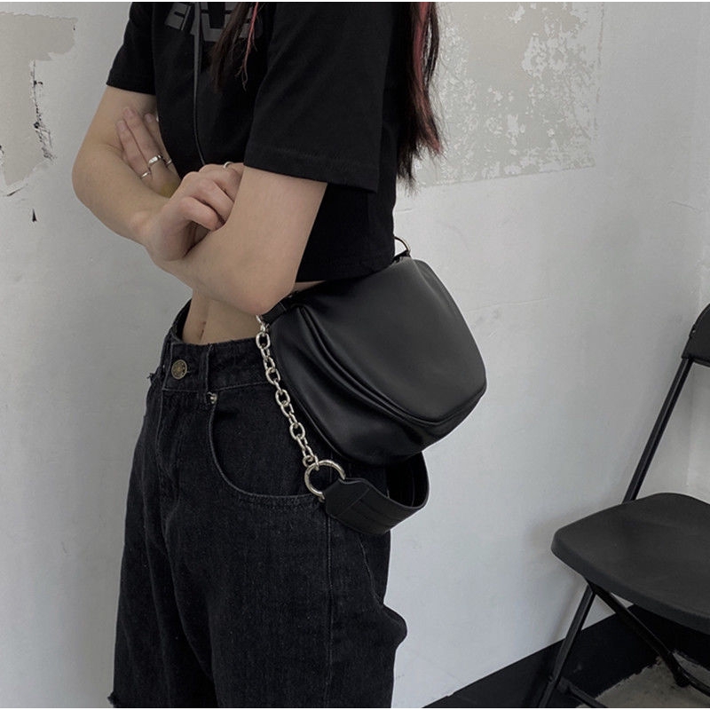 Túi đeo vai da PU phối dây xích cổ điển hợp thời trang cho nữ