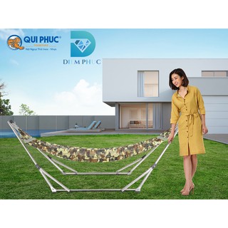 Bộ Võng Xếp Khung Inox Cao Cấp Qui Phúc - Giá Võng Inox Phi 32 - Tặng Lưới Võng Đại - Bảo Hành Chính Hãng