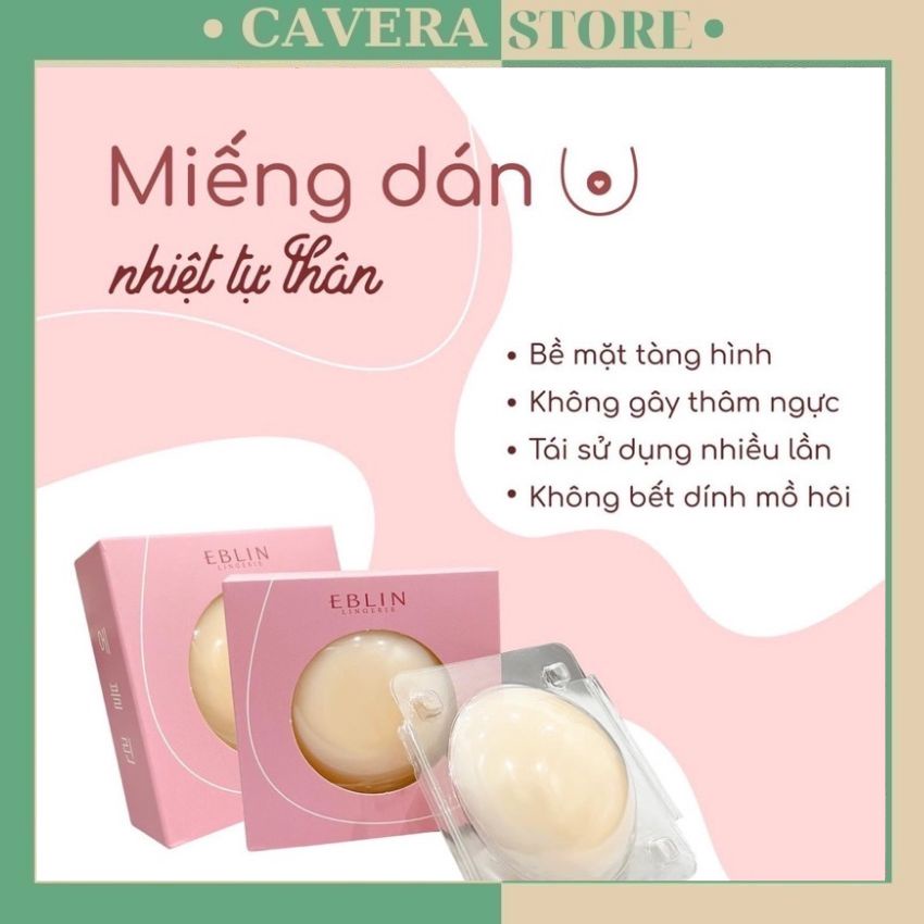 Miếng dán ngực silicon - Miếng dán ti ngực hộp 6 miếng siêu dính Cavera D539