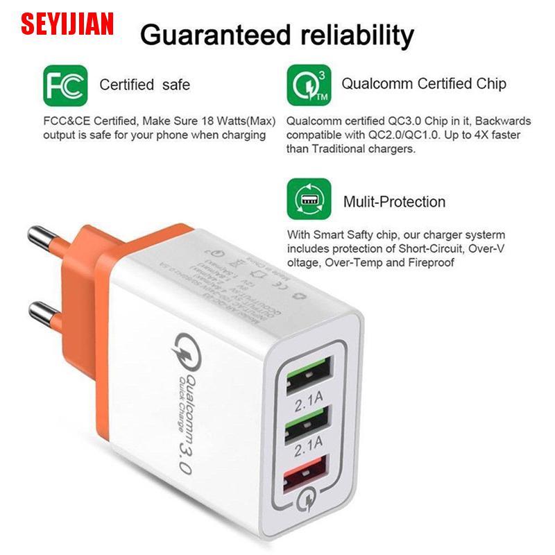 Củ sạc nhanh QC 3.0 3 cổng USB 30W 2018 tiện lợi