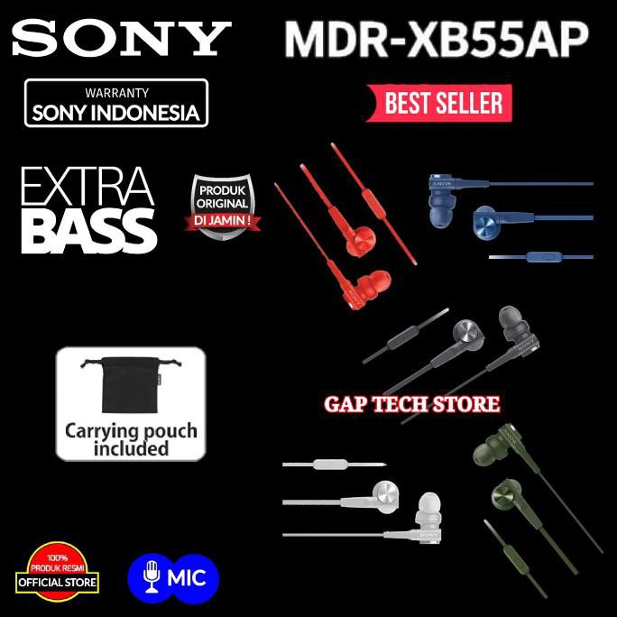 Tai Nghe Nhét Tai Sony Mdr Xb55Ap / Xb 55ap Kèm Mic Chất Lượng Cao Đen