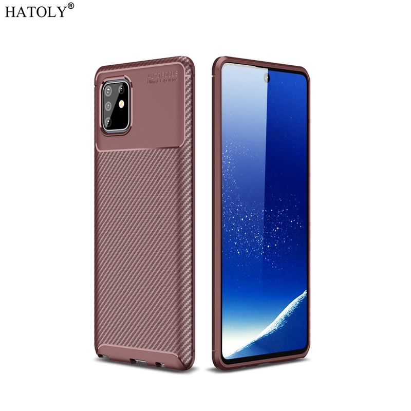 Ốp điện thoại silicon phối sợi carbon mềm viền chống đá cho Samsung Galaxy Note 10 Lite