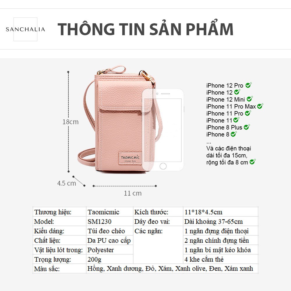 Túi Đeo Chéo Nữ Đựng Điện Thoại, Các Loại Giấy Tờ Kiêm Ví Siêu Tiện Ích Chính Hãng TAOMICMIC SM1230 | BigBuy360 - bigbuy360.vn