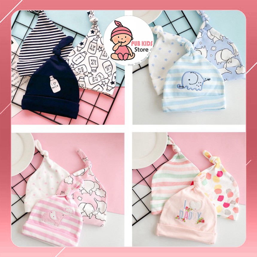 Set 3 mũ thắt nút siêu xinh cho bé sơ sinh