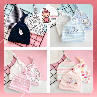 Set 3 mũ thắt nút siêu xinh cho bé sơ sinh
