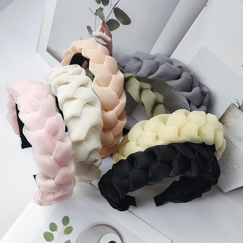 Cài tóc dạng bện bím vải voan nữ phong cách thư xinh phù hợp áo dài