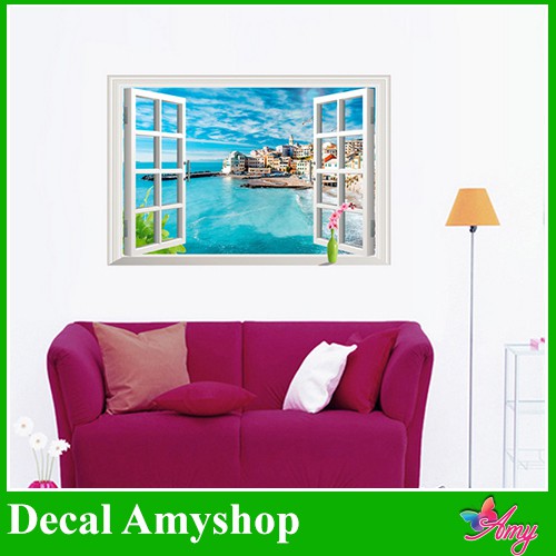 Decal dán tường Cửa sổ Thành phố biển 2 DCS029