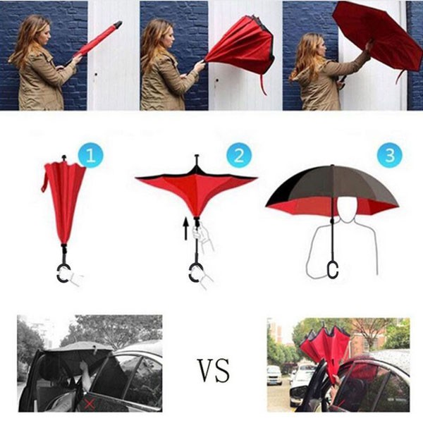 Ô dù mở ngược Kazbrella độc đáo, dù mở ngược tiện dụng khi ra vào ô tô