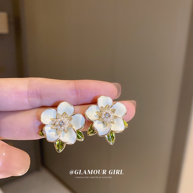 Bông Tai Mạ Bạc 2022 Hình Hoa Đính Kim Cương Giả Ngọt Ngào