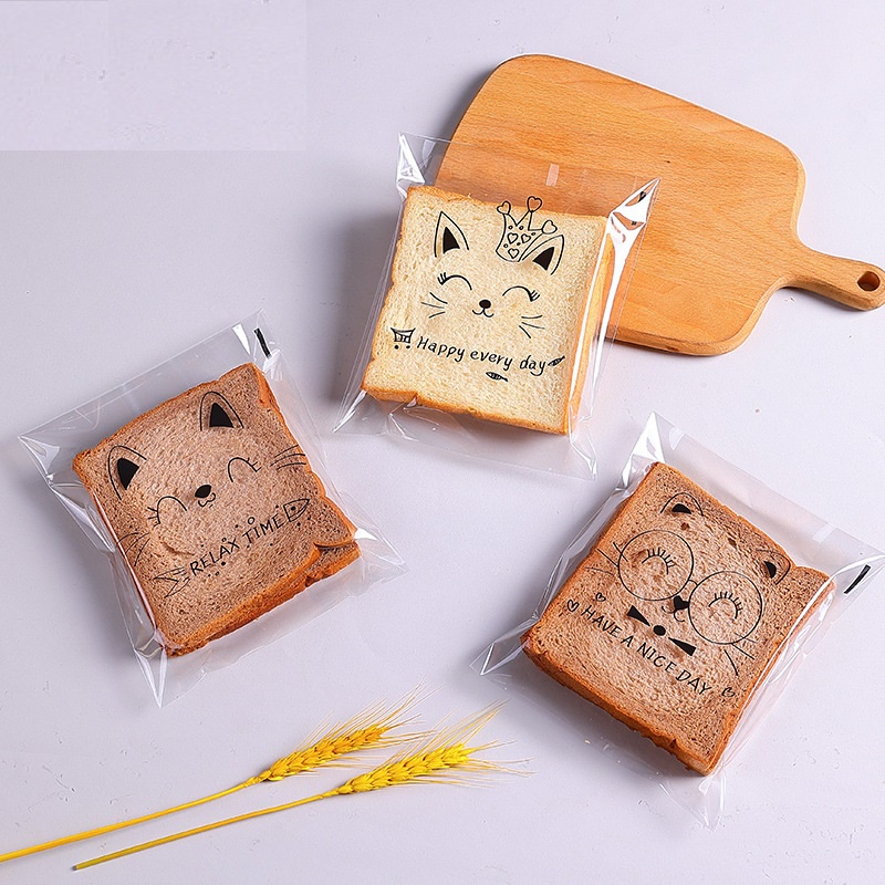 Túi Nilon Dán Miệng Đựng Bánh Mì Ngọt ~ Mèo Mắt Kính