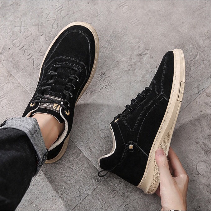 Giày sneaker thể thao da nam cao cấp, phong cách trẻ trung năng động, đế cao su non đi cực êm DD93