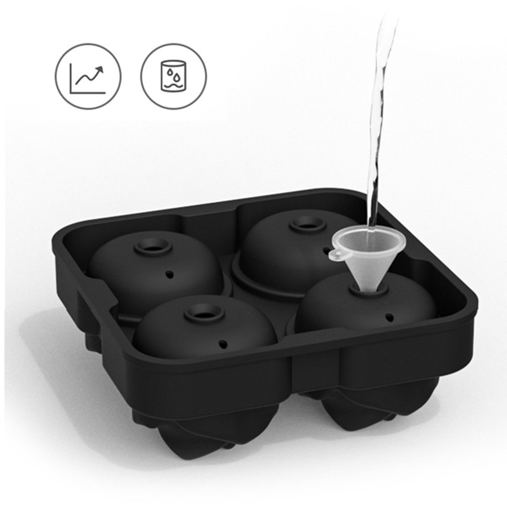 Khuôn Silicone Làm Đá Viên Hình Cầu Có Nắp Tái Sử Dụng Không Rò Rỉ