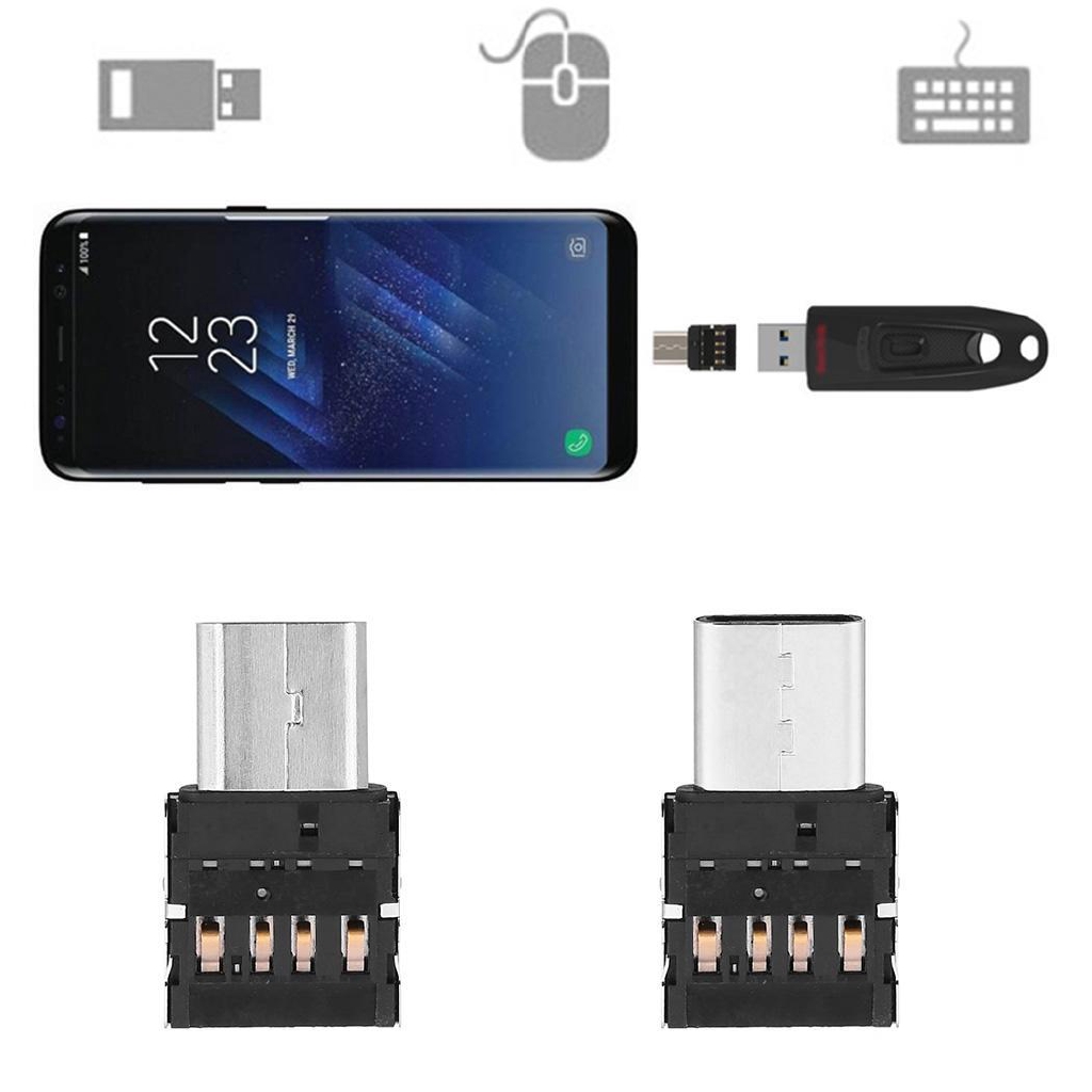 Đầu chuyển đổi OTG từ Micro USB hoặc Type C sang USB cho điện thoại Android