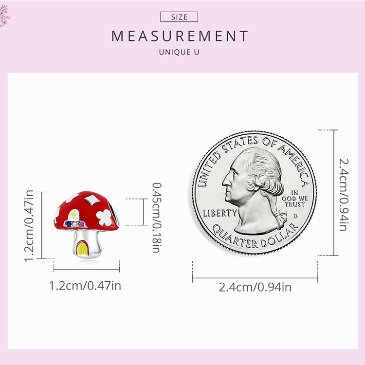 Mặt phụ kiện Bamoer bạc 925 hình ngôi nhà nấm đính đá zircon nhiều màu độc đáo cho nữ